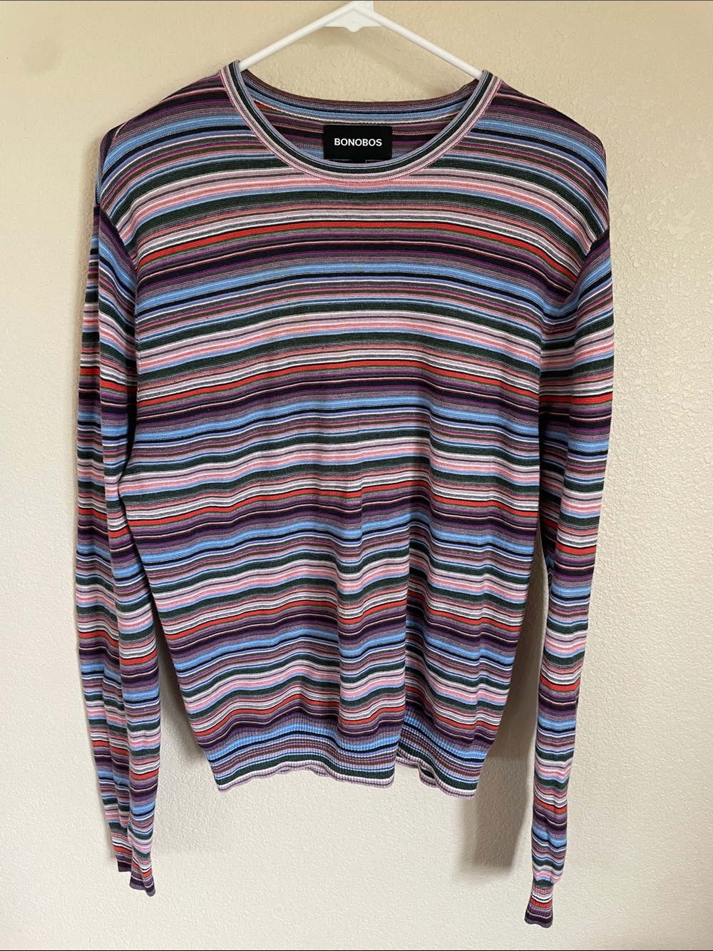 Bonobos Lightweight Cotton Multicolor Striped Crewneck Sweater Top M Kidcore